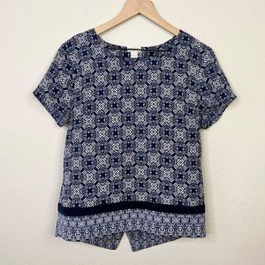 J. Crew Factory Women's Blue Short Sleeve Top Style C2094 Split Hem Scoop Neck